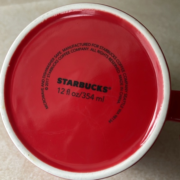 Starbucks 2017 Red Ceramic Coffee Mug With Gold Logo Lettering - Picture 7 of 7